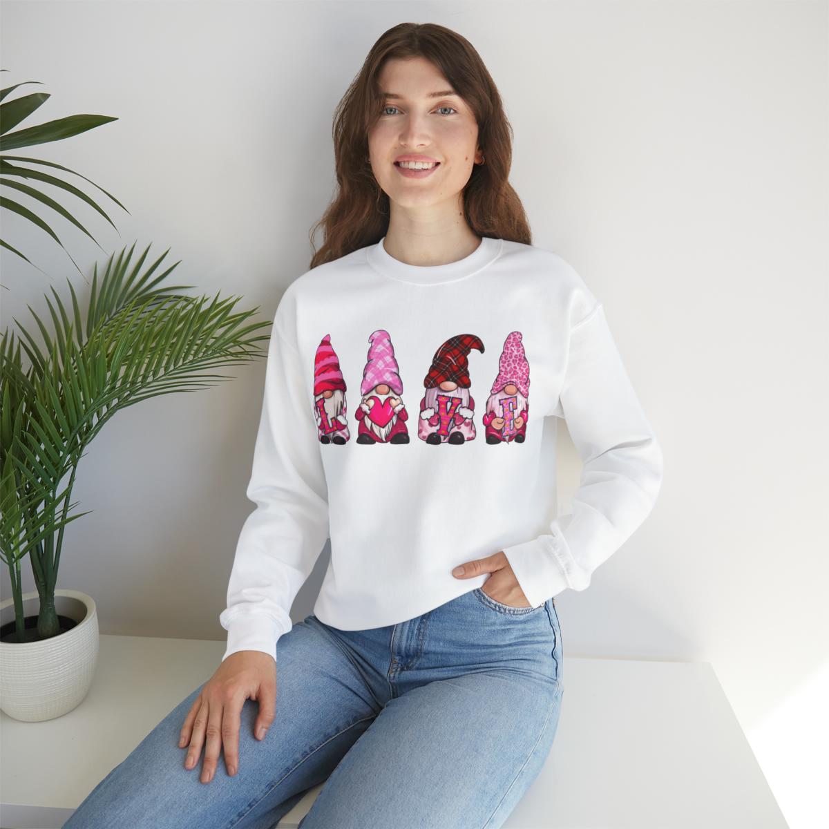 Sandjest Valentine Gnome Crewneck Sweatshirt Gift for Couple Husband Wife Boyfriend Girlfriend