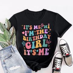 Sandjest Birthday T-Shirt I’m the Birthday Girl It’s Me Groovy Style Gift for Women Girl Friend