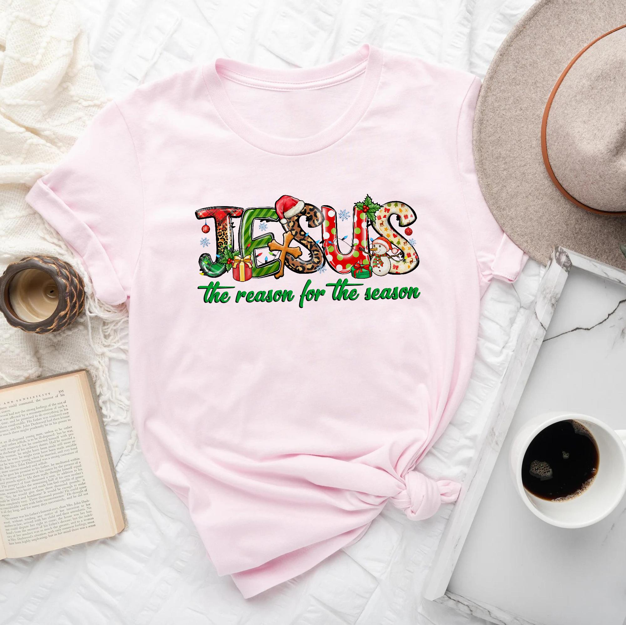 Sandjest Christmas T-Shirt Jesus the Reason for the Season Gift for Women Friend Xmas Gifts Idea