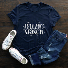 Sandjest Christmas Tshirt Freezin Season Gift for Women Girl Friend