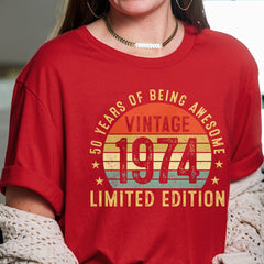 50th Birthday 1974 50 Years Of Being Awesome Retro T-Shirt
