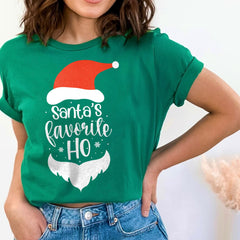 Sandjest Christmas Couple T-Shirt Santa's Favourite Ho Gifts for Husband Wife Girlfriend Boyfriend