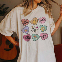 Sandjest Valentine Inspirational T-Shirt I Am Strong Gift for Couple Women Girl Friends