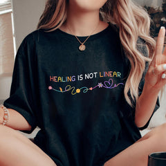 Sandjest Mental Health T-Shirt Healing Is Not Linear Gift for Women Girl Friends