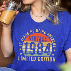 40th Birthday 1984 40 Years Of Being Awesome Retro T-Shirt