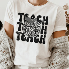 Sandjest Teacher T-Shirt Leopard Pattern Gift for Women Girl Friends