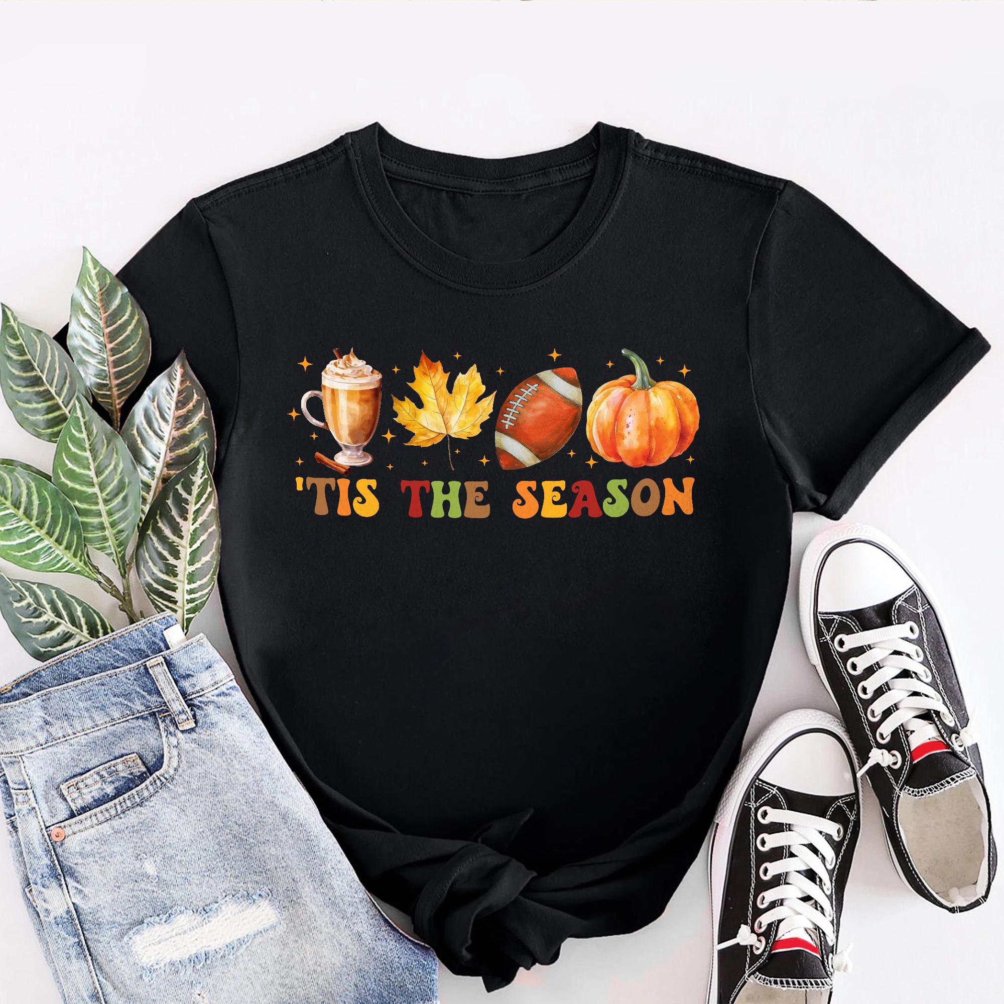 Sandjest Football Shirt, Tis The Season Shirt, Pumpkin Shirt, Football Shirt For Women, Thanksgiving Shirt, Fall Season Shirt, Cute Pumpkin Shirt