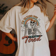 Sandjest Funny T-Shirt I??m Trying but I??m Very Tired Gift for Friend Girl Women