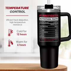 Firefighter Gifts for Men, 40oz Stainless Steel Insulated Coffee Tumbler with Lid & Straw, Travel Mug Cup Gift for Fireman Dad, Christmas Birthday