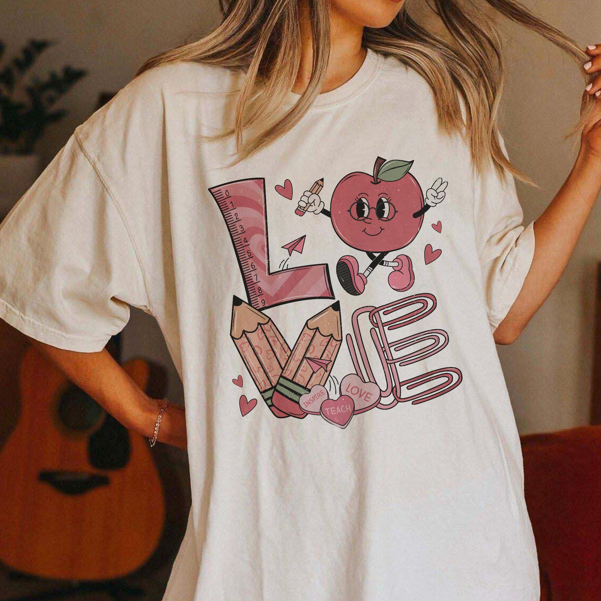 Sandjest Love Teacher Valentine T-Shirt Gift for Teacher Women Professor Friends