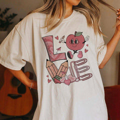 Sandjest Love Teacher Valentine T-Shirt Gift for Teacher Women Professor Friends