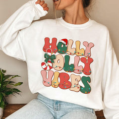 Sandjest Holly Jolly Vibes Retro Christmas Shirt, Holly Jolly Vibes Shirt, Vintage Christmas Shirt, Vintage Groovy Holly Jolly Vibes Shirt, Xmas Gift