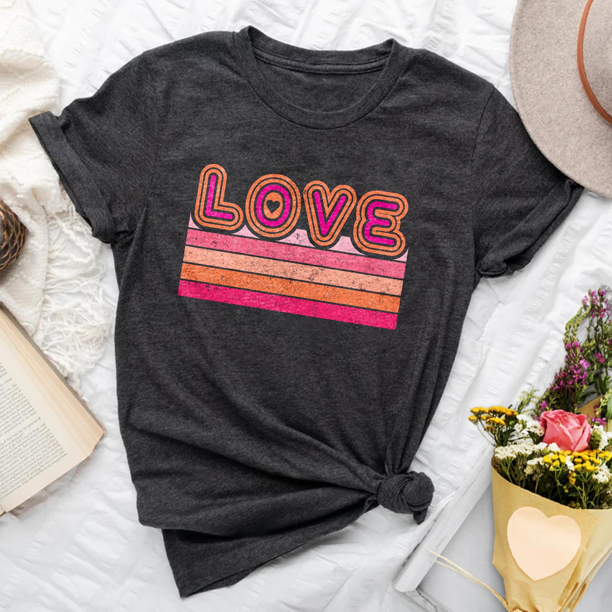 Sandjest Valentine T-shirt Retro Love Gift for Couple Wife Girlfriend