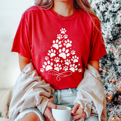 Sandjest Merry Christmas Paw T-Shirt Gift for Pet Lover Dog Mom