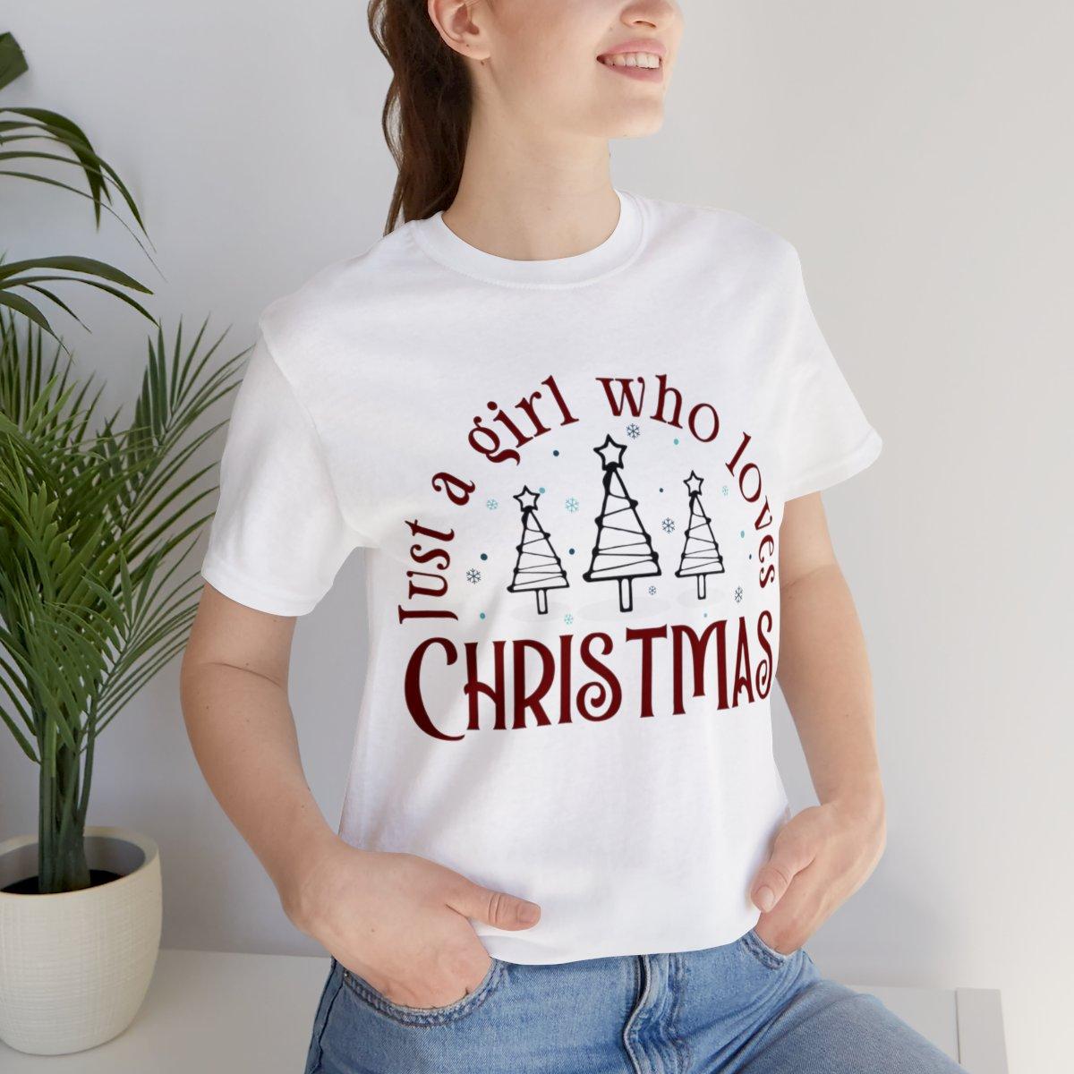 Sandjest Women's Christmas Tshirt, Just A Girl Who Loves Christmas, Christmas Gift Shirt, Christmas Lover Shirt, Holiday Winter Shirt, Christmas Gift