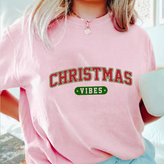 Sandjest Retro Christmas Vibes Tshirt, Cute Christmas Tshirt, Christmas Vibes Tshirt, Xmas Vibes Shirt, Christmas Gift, Christmas Vibes Tee
