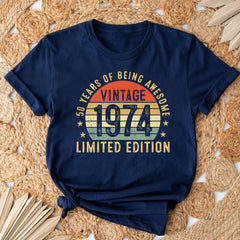 50th Birthday 1974 50 Years Of Being Awesome Retro T-Shirt