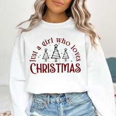 Sandjest Women's Christmas Shirt, Just A Girl Who Loves Christmas, Christmas Gift Shirt, Christmas Lover Shirt, Holiday Winter Shirt, Christmas Gift