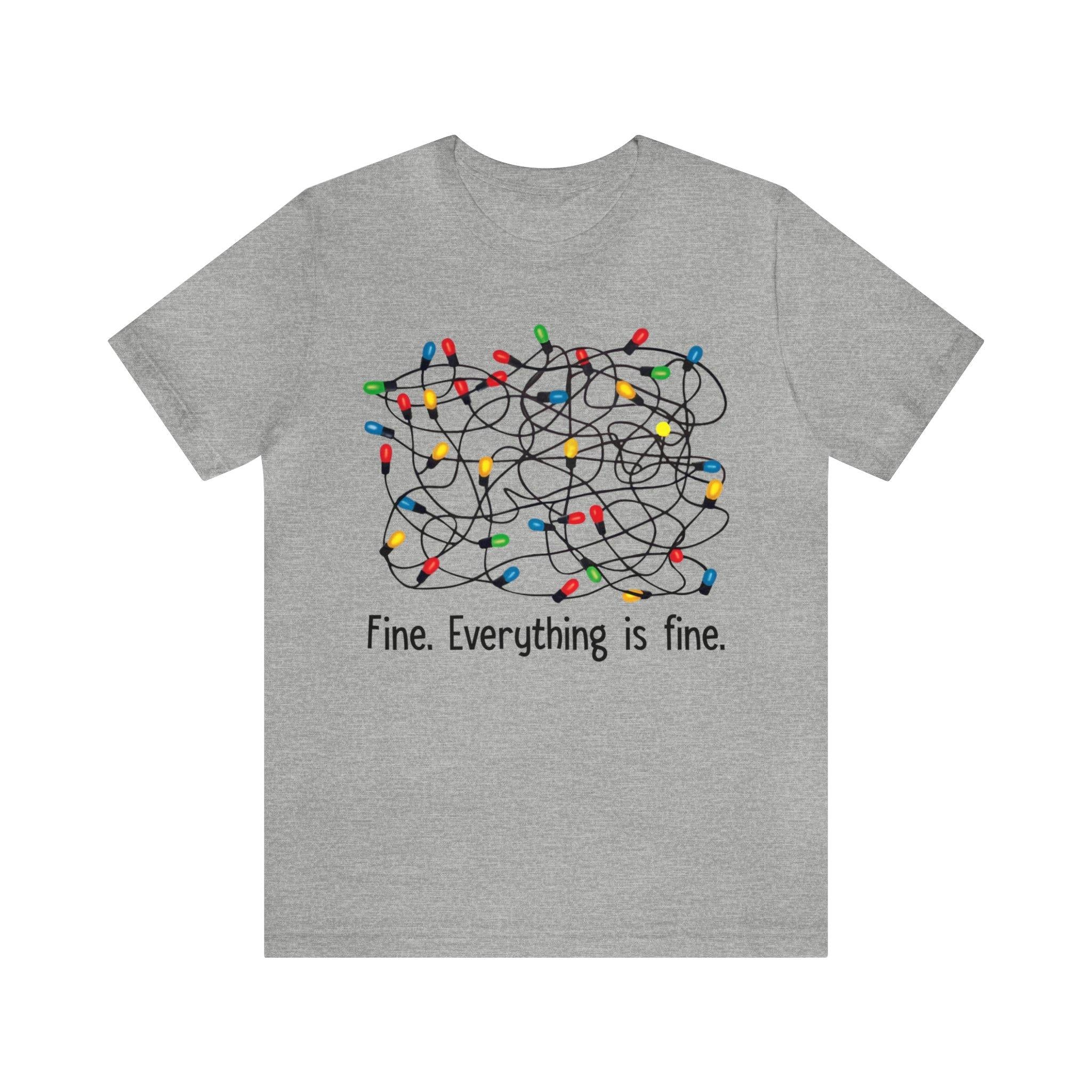 Sandjest Funny Christmas T-Shirt I'm Fine Everything Is Fine Gift for Friend Girl Women Men Boy