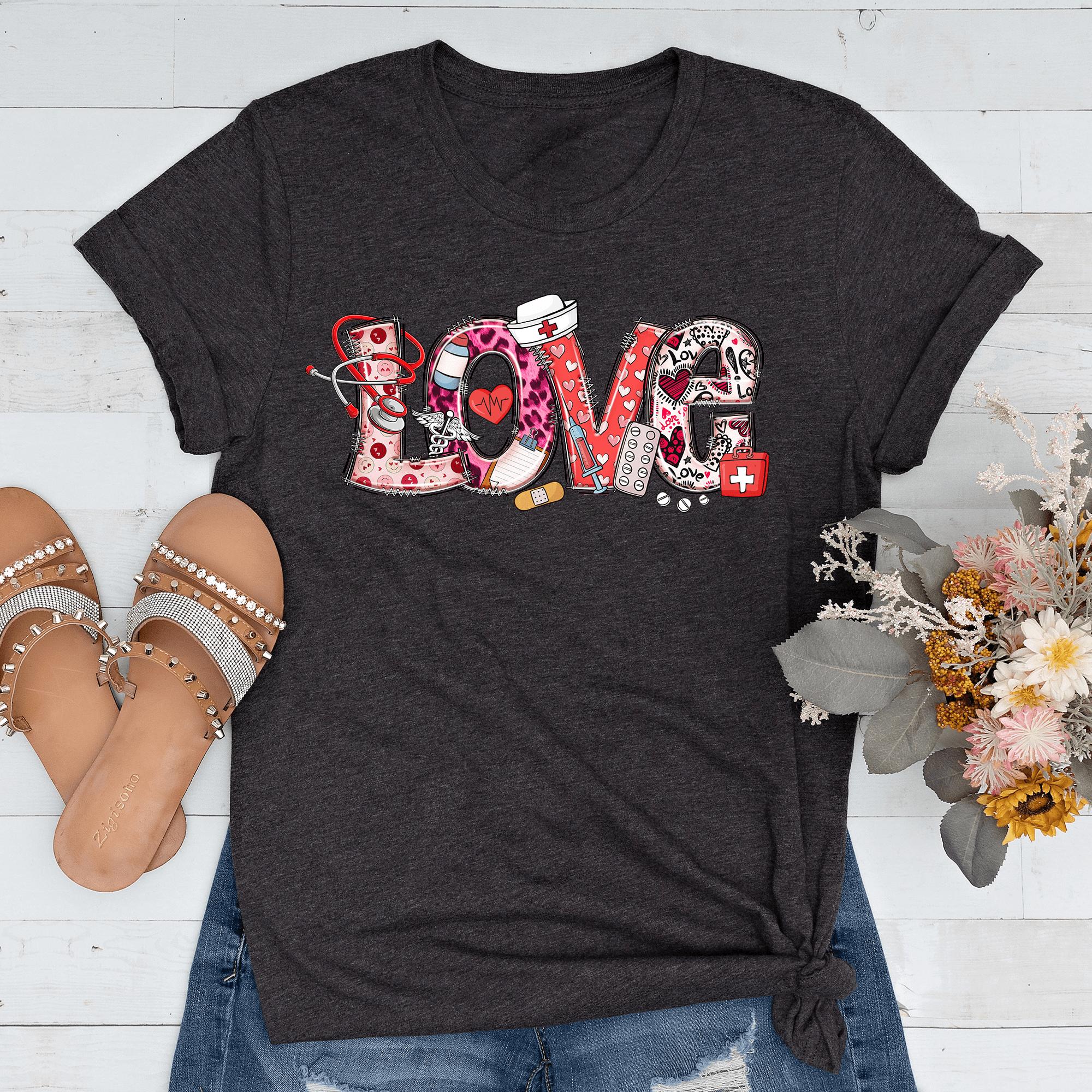 Sandjest Valentine T-shirt for Nurse Gift for Nurses Doctors Pharmacist