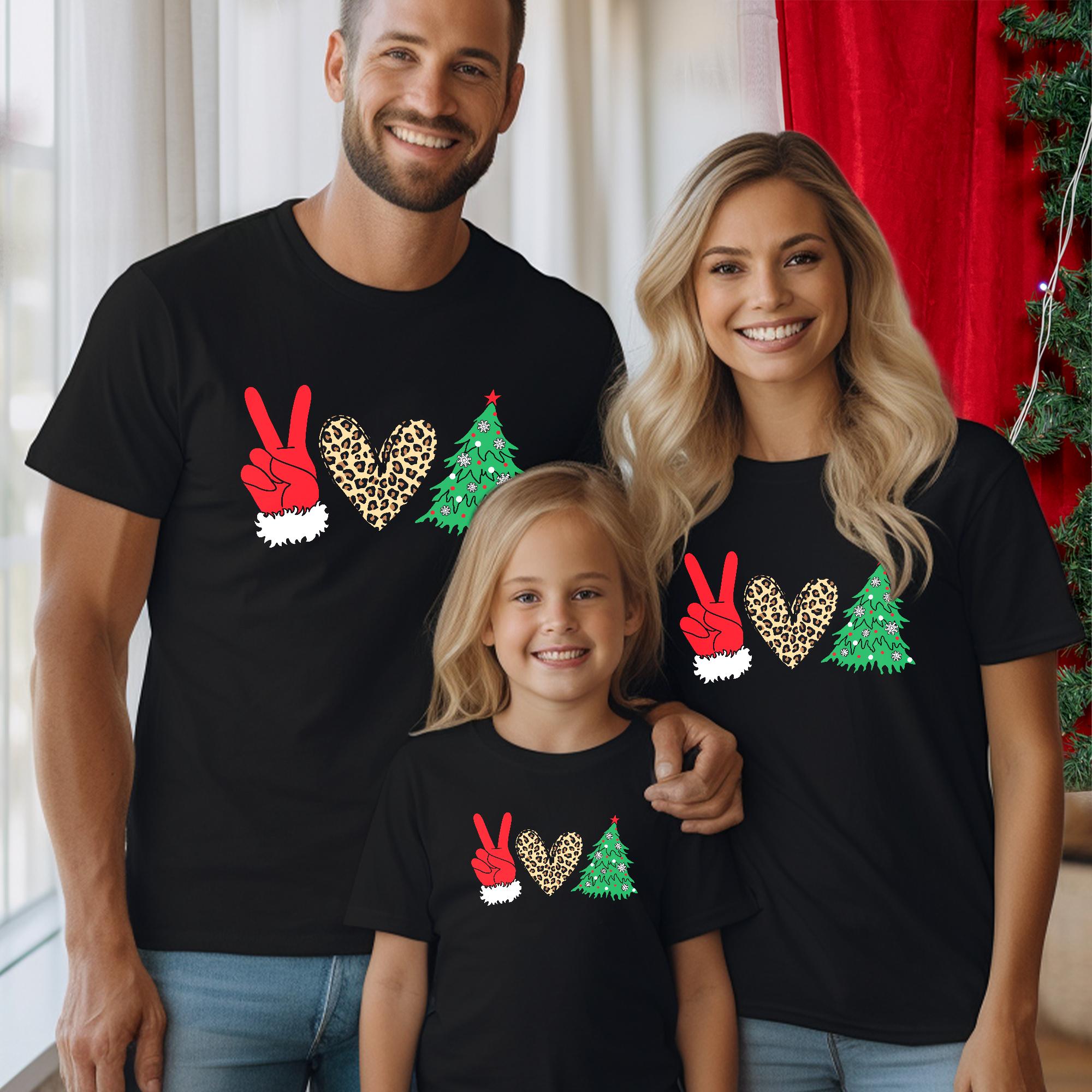 Sandjest Peace Love Christmas T-Shirt Funny Gift for Women Friend Girl Xmas Gifts
