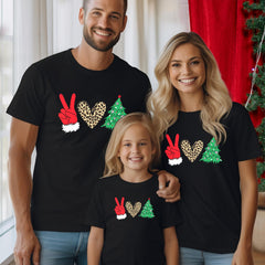 Sandjest Peace Love Christmas T-Shirt Funny Gift for Women Friend Girl Xmas Gifts