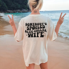 Sandjest Funny T-Shirt for Wife Girlfriend Blue Collar Wife Christmas Birthday Gift