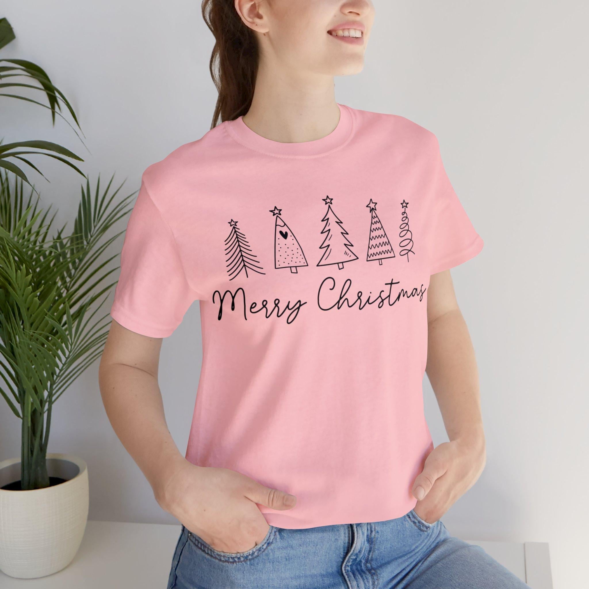 Sandjest Merry Christmas T-Shirt Hand Draw Style Gift for Friend Men Women Boy Girl