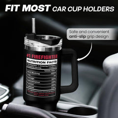 Firefighter Gifts for Men, 40oz Stainless Steel Insulated Coffee Tumbler with Lid & Straw, Travel Mug Cup Gift for Fireman Dad, Christmas Birthday