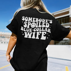 Sandjest Funny T-Shirt for Wife Girlfriend Blue Collar Wife Christmas Birthday Gift