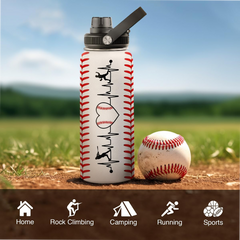 White Baseball Chug Lid Water Bottle 32oz