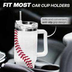 Baseball Tumbler with Handle 40oz with Lid & Straw, Baseball Gifts for Men Boys Player Coach Sports Lover, Baseball Tumblers Coffee Stainless Steel Insulated Cup Gifts for Christmas Birthday