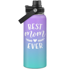 SANDJEST Best Mom Ever Water Bottle 32oz Stainless Steel Insulated Water Bottles - Gifts for Moms from Son Daughter - Mothers Gifts for Birthday Christmas