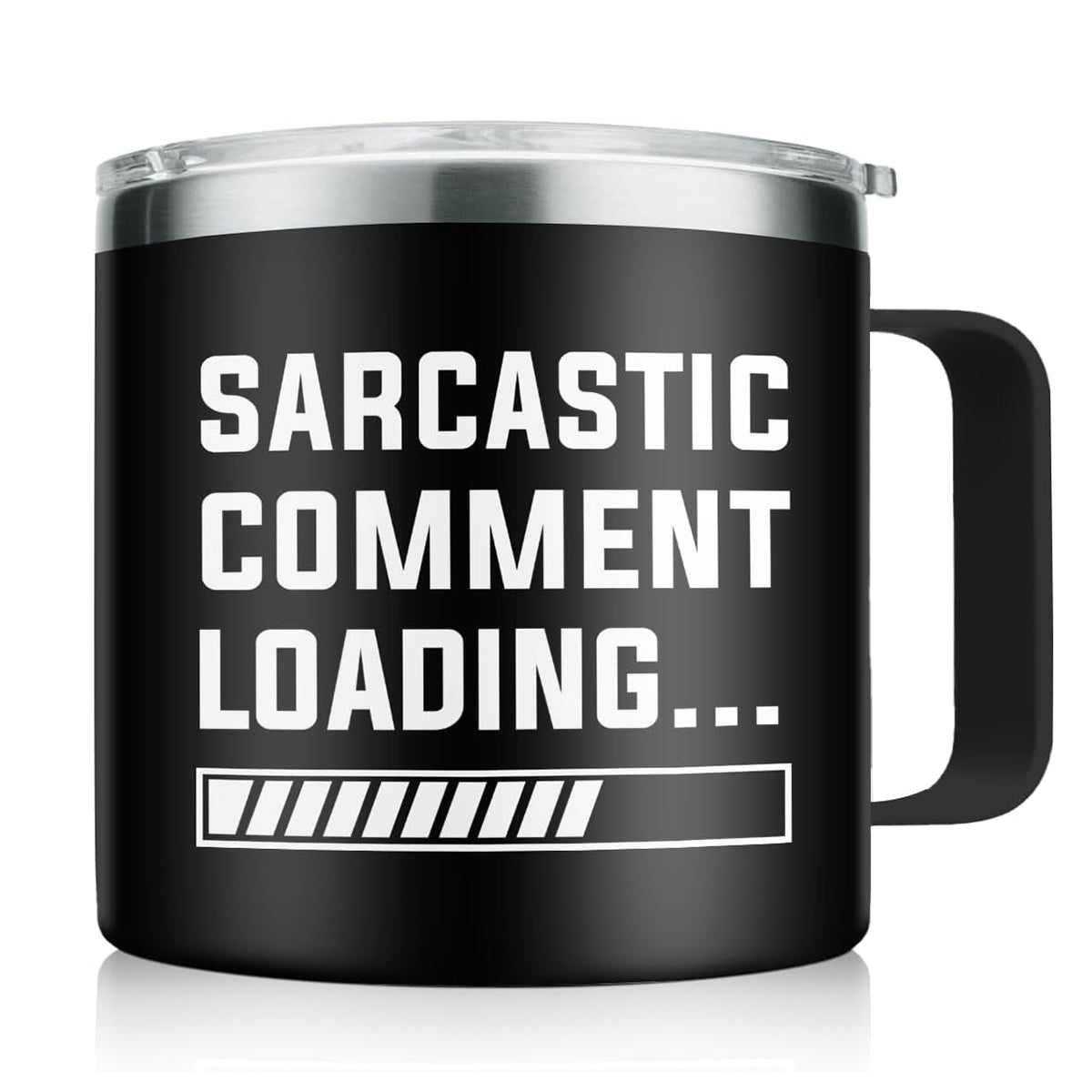 SANDJEST Sarcastic Comment Loading Tumbler for Men 14oz Insulated Coffee Mug with Handle Funny travel Cup Sarcasm Gifts for Dad Grandpa Coworker Gift for Birthday Christmas