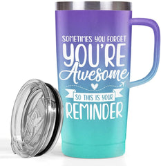 SANDJEST 20oz Travel Tumbler With Handle Inspirational Gift For Women, Colleagues, Mom, Motivation Gift Idea for Mother's Day, Birthday Gifts For Her