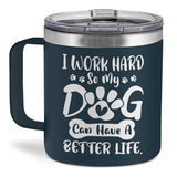 SANDJEST Dog Tumbler 14oz Insulated Coffee Mug with Handle Funny Dog Gift for Birthday, Christmas
