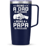 Navy Dad Papa Curved Tumbler with Handle 20oz
