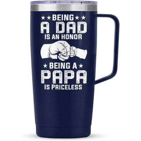 Navy Dad Papa Curved Tumbler with Handle 20oz
