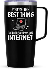 SANDJEST You are The Best Thing 20oz Tumbler with Handle Coffee Travel Mug Cup Gift for Boyfriend Husband Wife Girlfriend Gift for Her Him Valentines Birthday Anniversary Christmas Presents