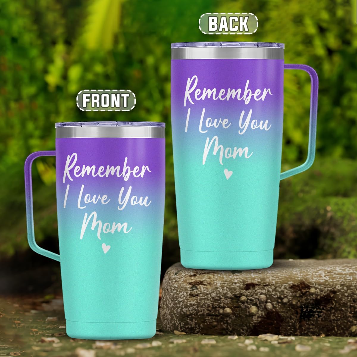 Blue Mom Curved Tumbler with Handle 20oz