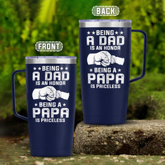 SANDJEST Papa Tumbler with Handle 20oz Coffee Travel Mug Cup Grandfather Gift for Grandpas Grandfathers Grandad Birthday Christmas Present Gifts for Grandpa from Granddaughter Grandson