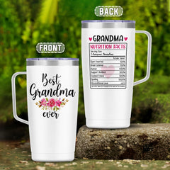 SANDJEST Grandma Tumbler with Handle 20oz Stainless Steel Insulated Tumblers Coffee Travel Mug Nana Cup Best Grandma Gift for Grandmother Grandmom Mimi Grandmas Gift for Birthday Christmas