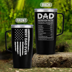 SANDJEST Dad Cup Tumbler with Handle 20oz Dad Nutrition Facts Stainless Steel Travel Coffee Mug Best Dads Gift for Fathers Birthday Christmas Valentines Gift for Men Father Daddy from Daughter Son
