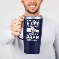 Navy Dad Papa Curved Tumbler with Handle 20oz