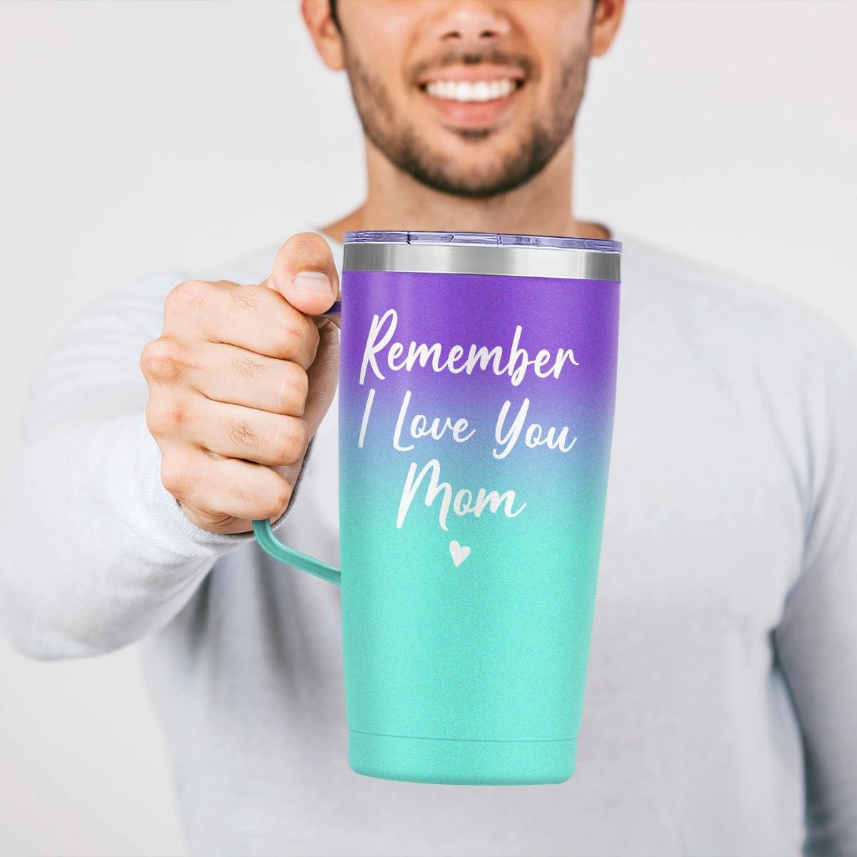Blue Mom Curved Tumbler with Handle 20oz