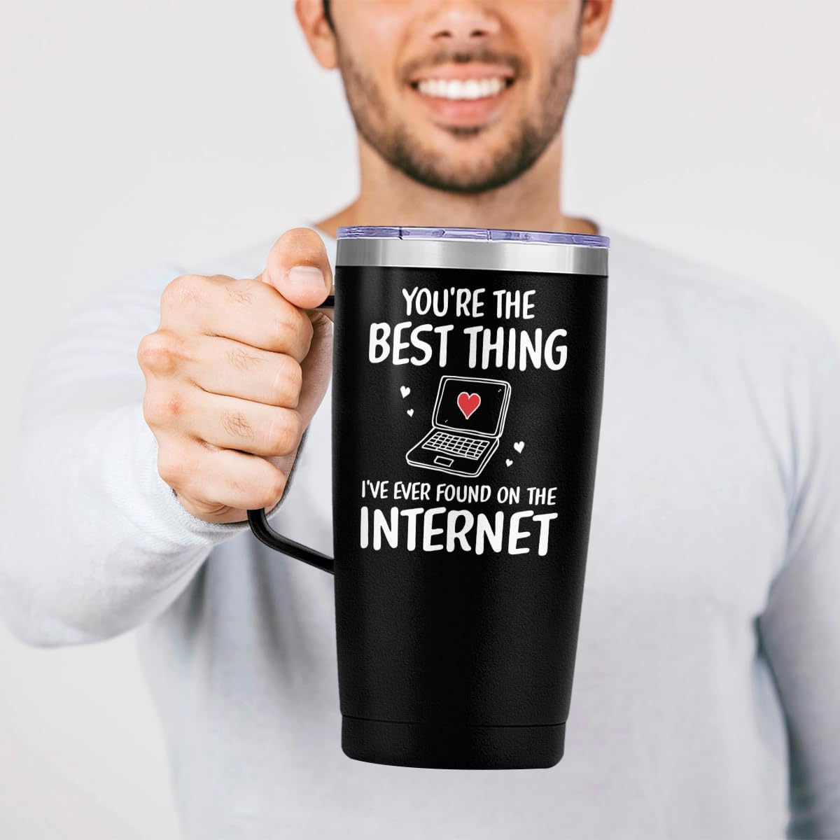 SANDJEST You are The Best Thing 20oz Tumbler with Handle Coffee Travel Mug Cup Gift for Boyfriend Husband Wife Girlfriend Gift for Her Him Valentines Birthday Anniversary Christmas Presents