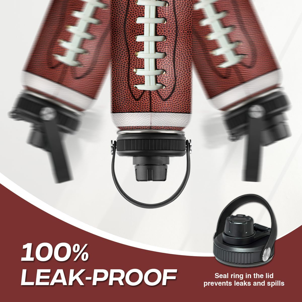 Brown Football Chug Lid Water Bottle 32oz