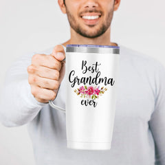 SANDJEST Grandma Tumbler with Handle 20oz Stainless Steel Insulated Tumblers Coffee Travel Mug Nana Cup Best Grandma Gift for Grandmother Grandmom Mimi Grandmas Gift for Birthday Christmas