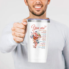 White Christian Curved Tumbler with Handle 20oz