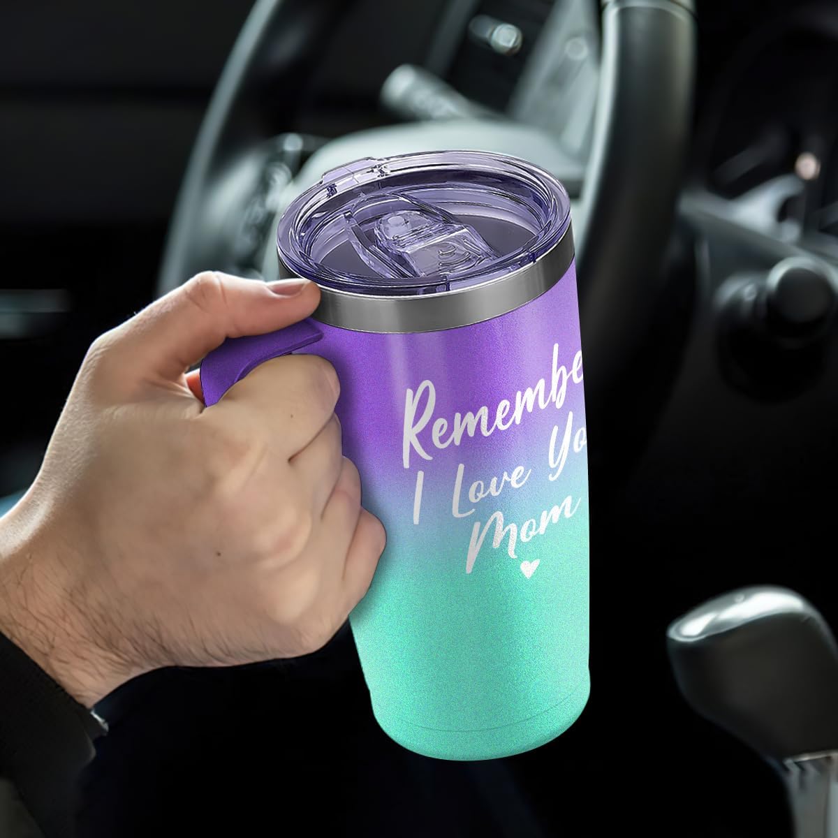 Blue Mom Curved Tumbler with Handle 20oz